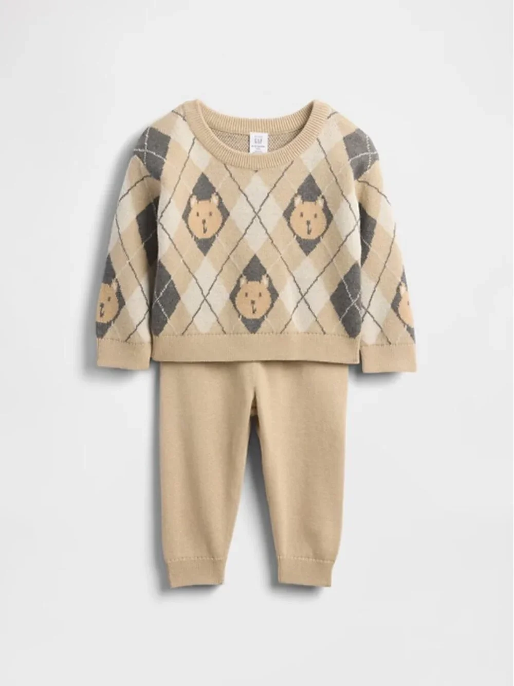 NWT babyGAP Brannan Bear Argyle Sweater Set Size 3-6 months